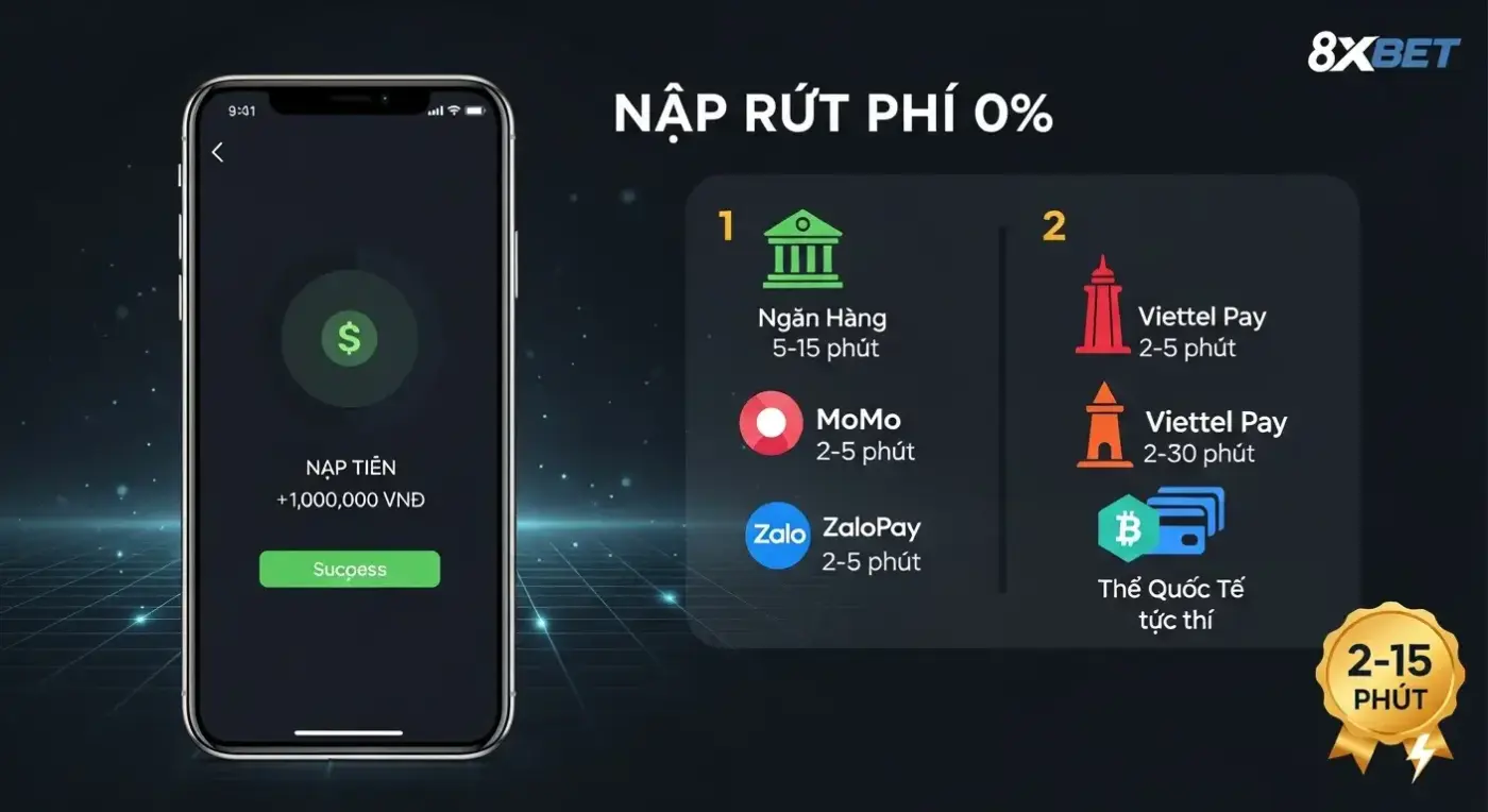 Các phương thức thanh toán tại 8xbet